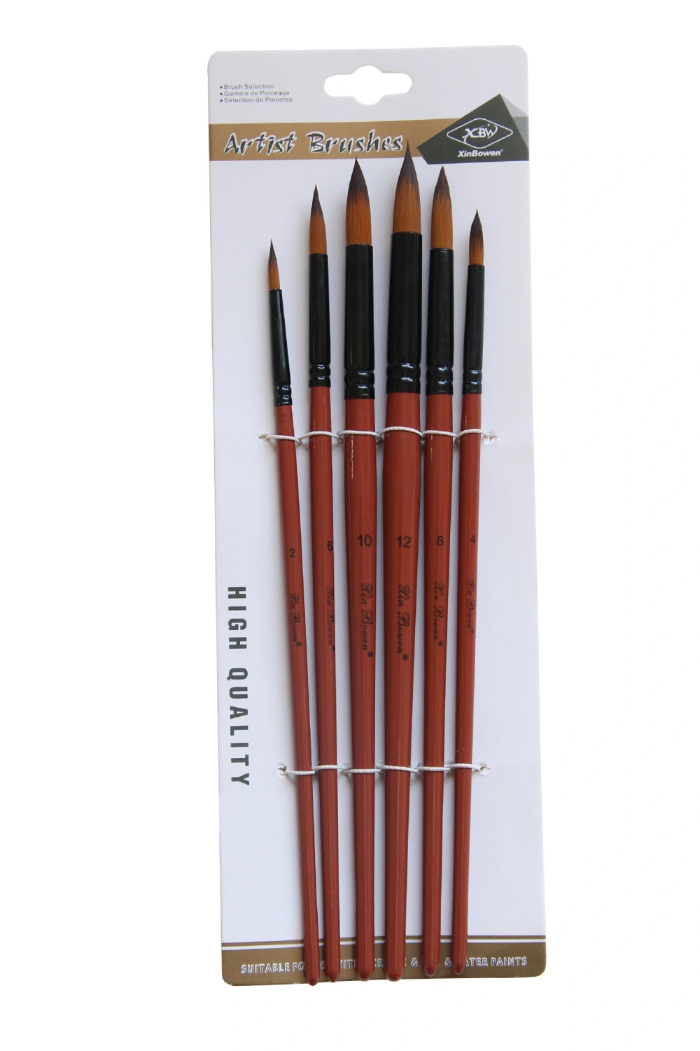 6 Two-color Wood Brushes With Nylon Wool