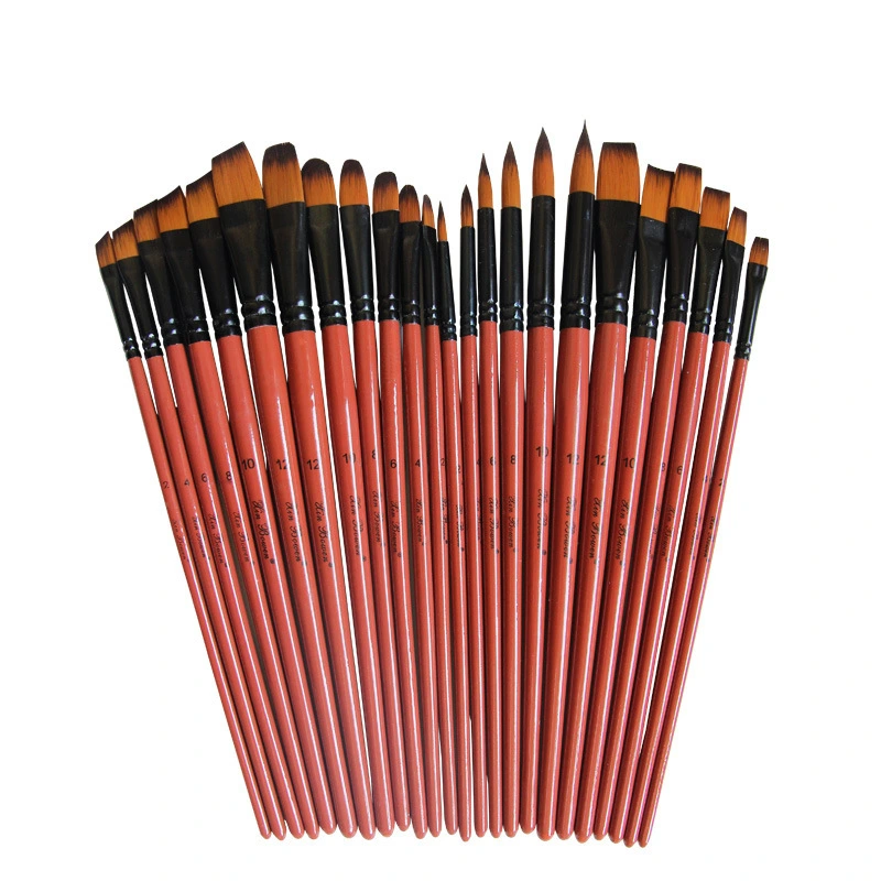 6 Two-color Wood Brushes With Nylon Wool