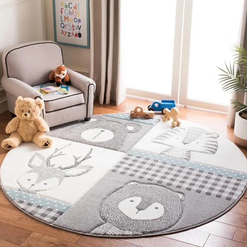 Cartoon Cute Children Room With Round Carpet