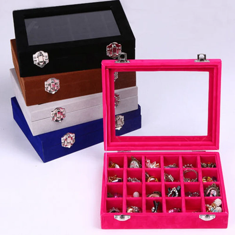 Jewelry Box Jewelry Box Ring Box Earrings Display Storage Double Lock Silver Buckle