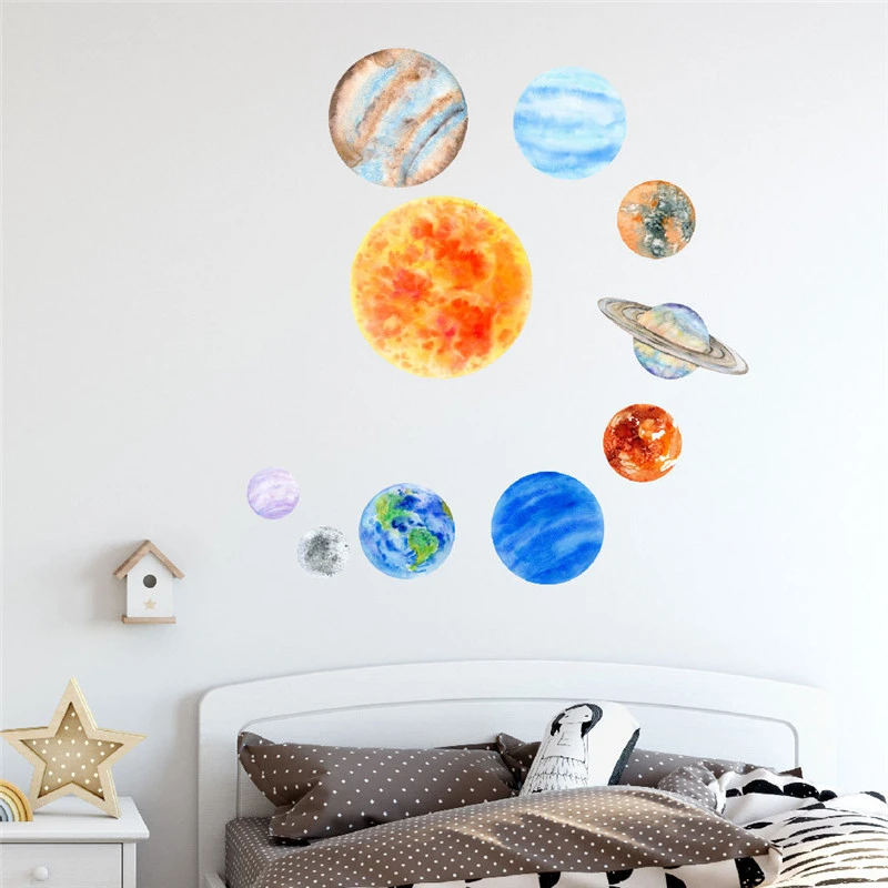 Luminous Watercolor Solar System Glowing Sticker