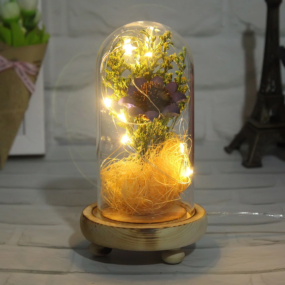 Dried Flower Decoration Transparent Micro Landscape Sun Flower Glass Cover
