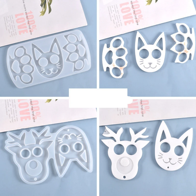 DIY Cat Head Silicone Molds Self Defense Keychain Mold Pendant Resin Epoxy Craft Mold Decoration silikon form for epoxy resin