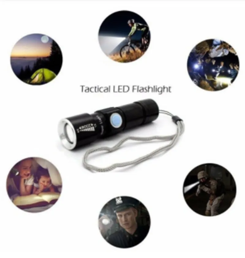USB Rechargeable Mini Glare Flashlight Bicycle Front Light