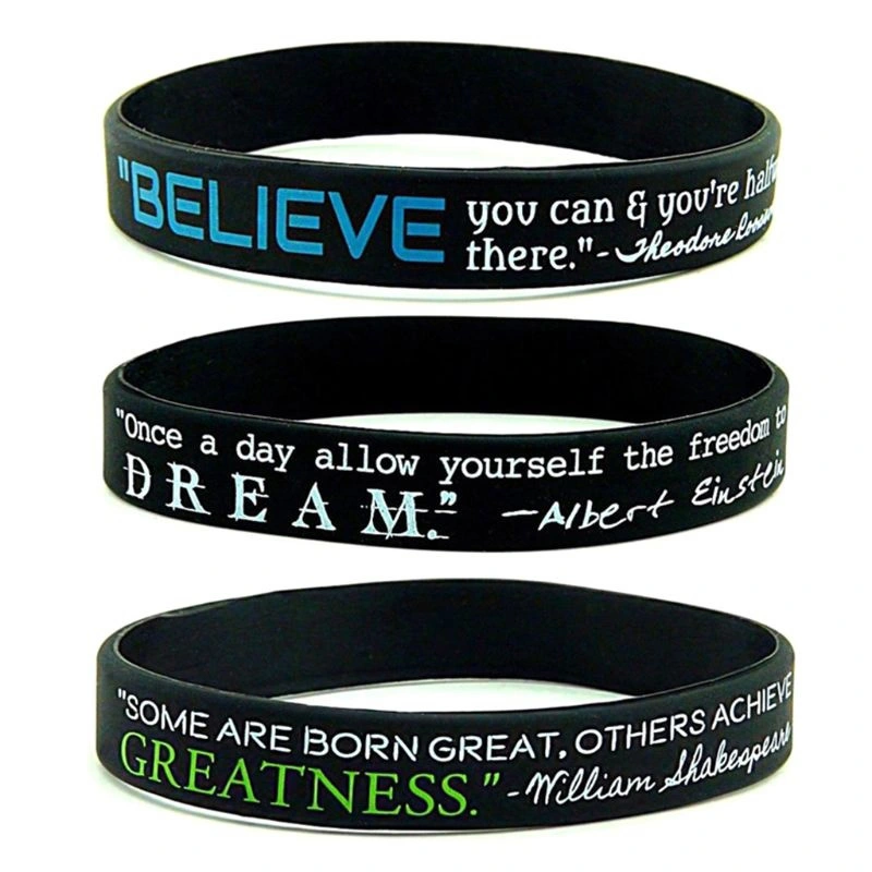 Wish Believe, Dream, Greatness Silicone Bracelet Wrist Band