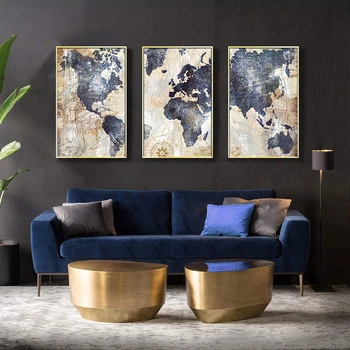 Triptych World Image Mural Painting Canvas Painting Core