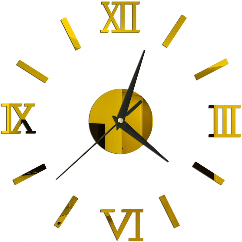 Roman Small Clock Mirror Wall Sticker Wall Clock Three Dimensional Decoration