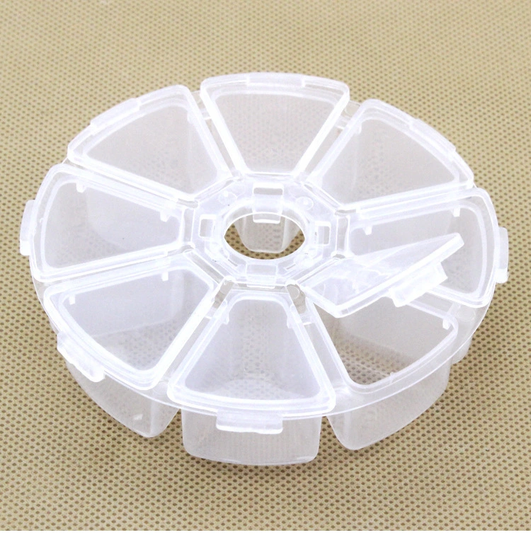 New 8 Round Compartment Storage box Transparent PP plastic box Small Component Jewelry Tool Box Bead Pills Objects Organizer