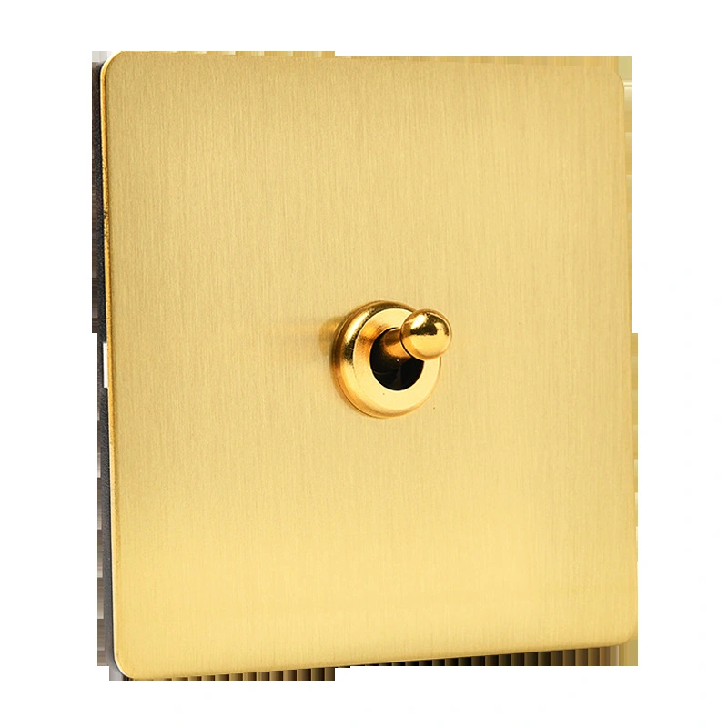 Brushed Brass Panel Retro Lever Switch Metal Socket