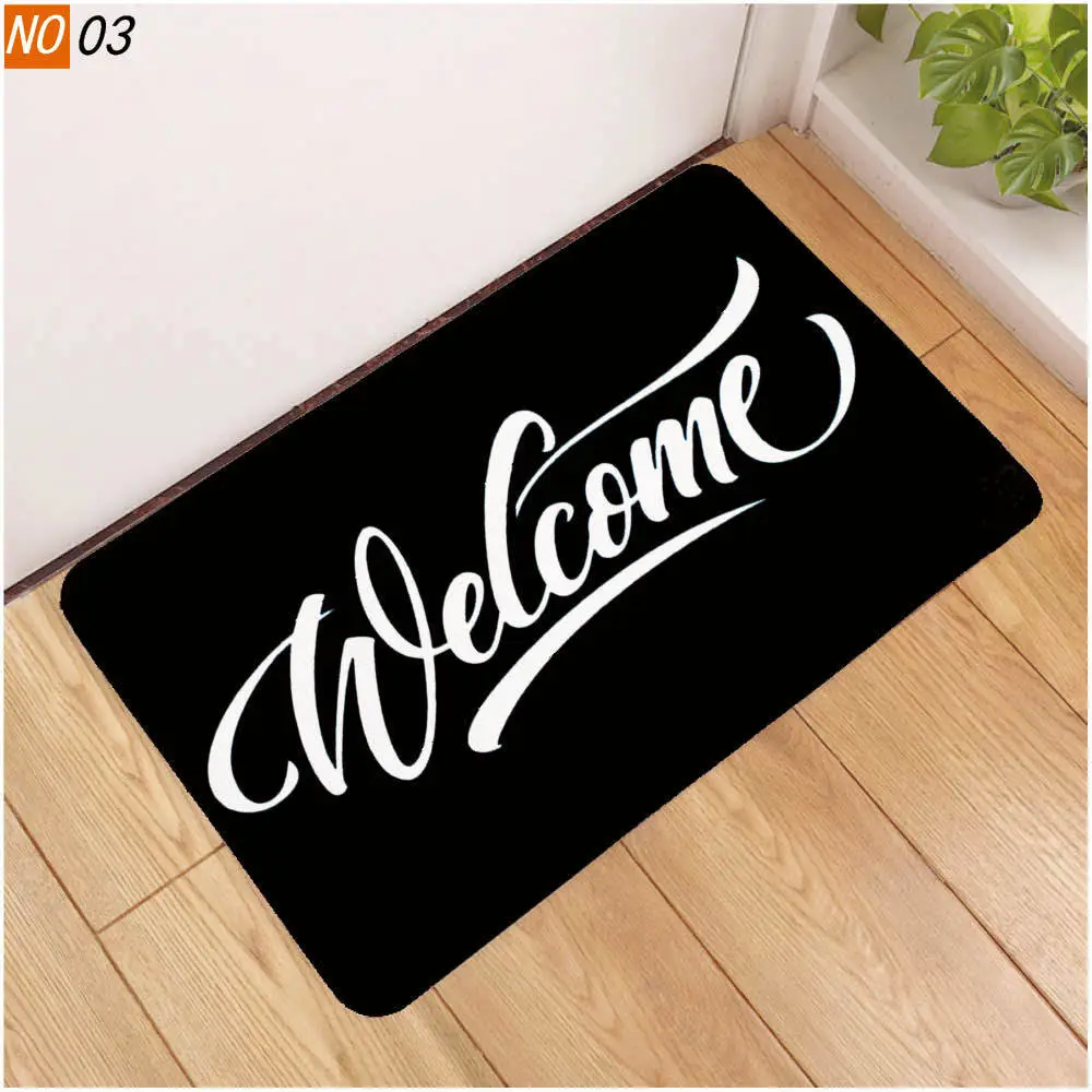 Welcome Letter Cross-Border Flannel Floor Mat