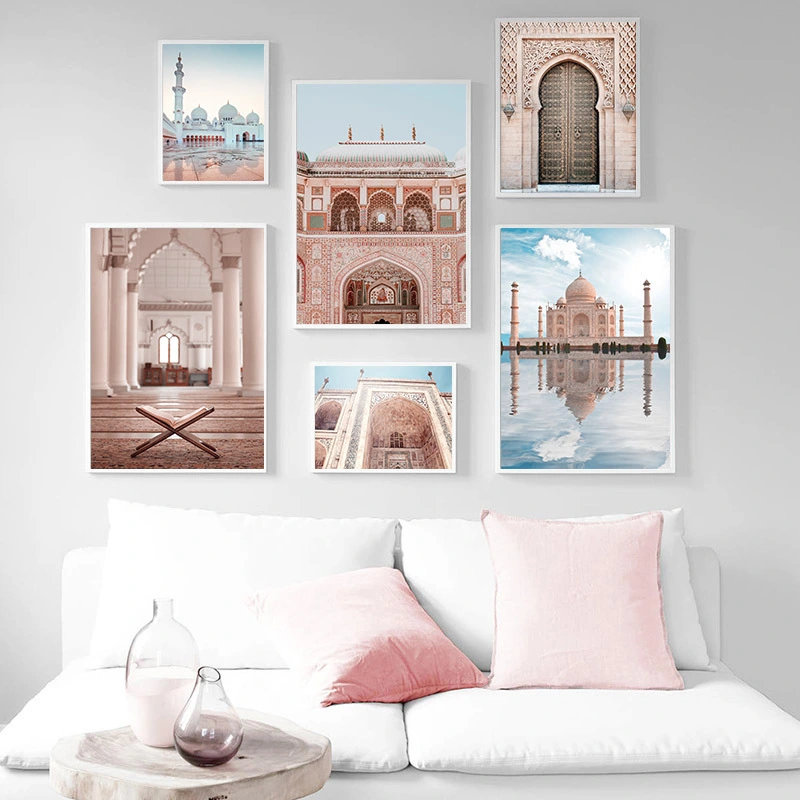 Islamic Small Fresh Living Room Bedroom Background Wall Art Poster Sea View Desert Picture 