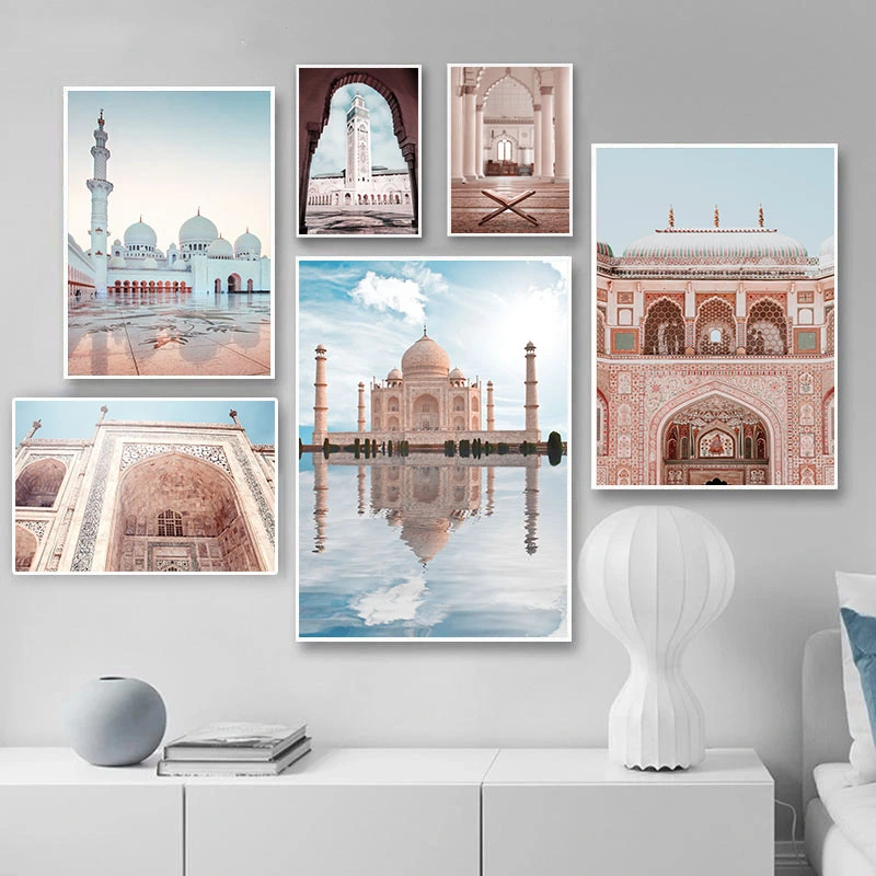 Islamic Small Fresh Living Room Bedroom Background Wall Art Poster Sea View Desert Picture 