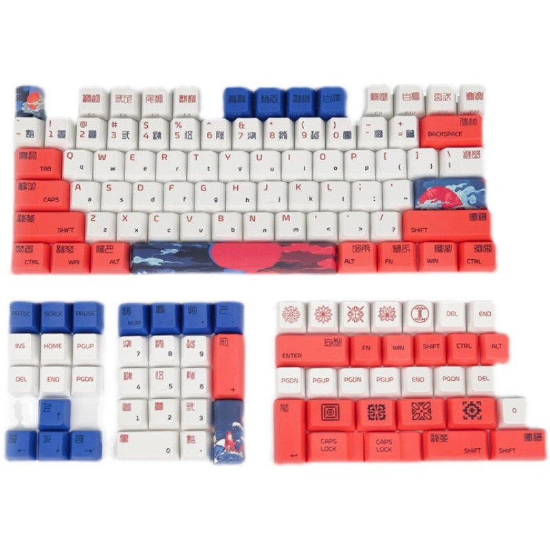 Red Koi Keycap PBT Sublimation OEM High Mechanical Keyboard With GH60 96 104 980 Small Set