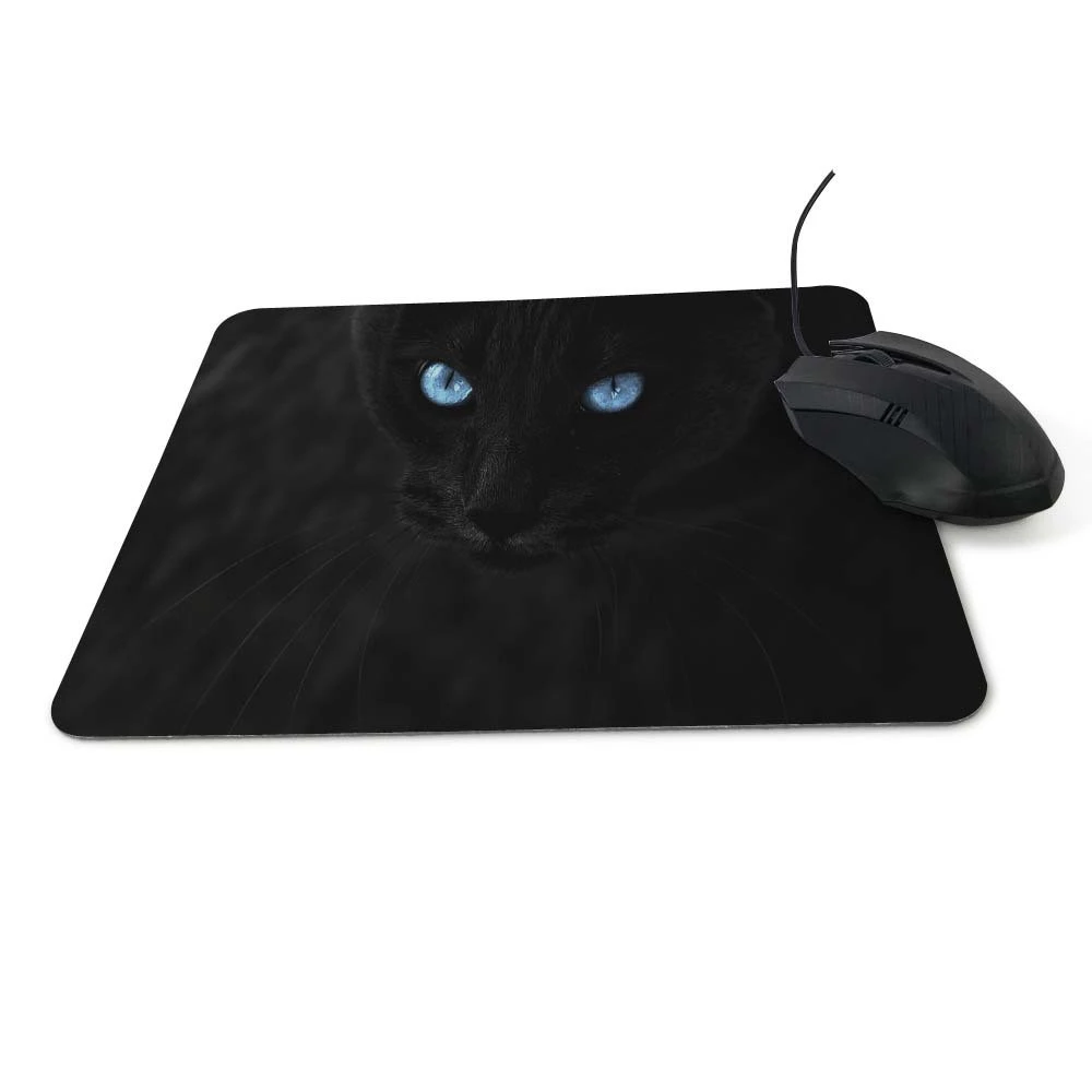 Black Kitten Rectangular Edge Mouse Pad Beautiful