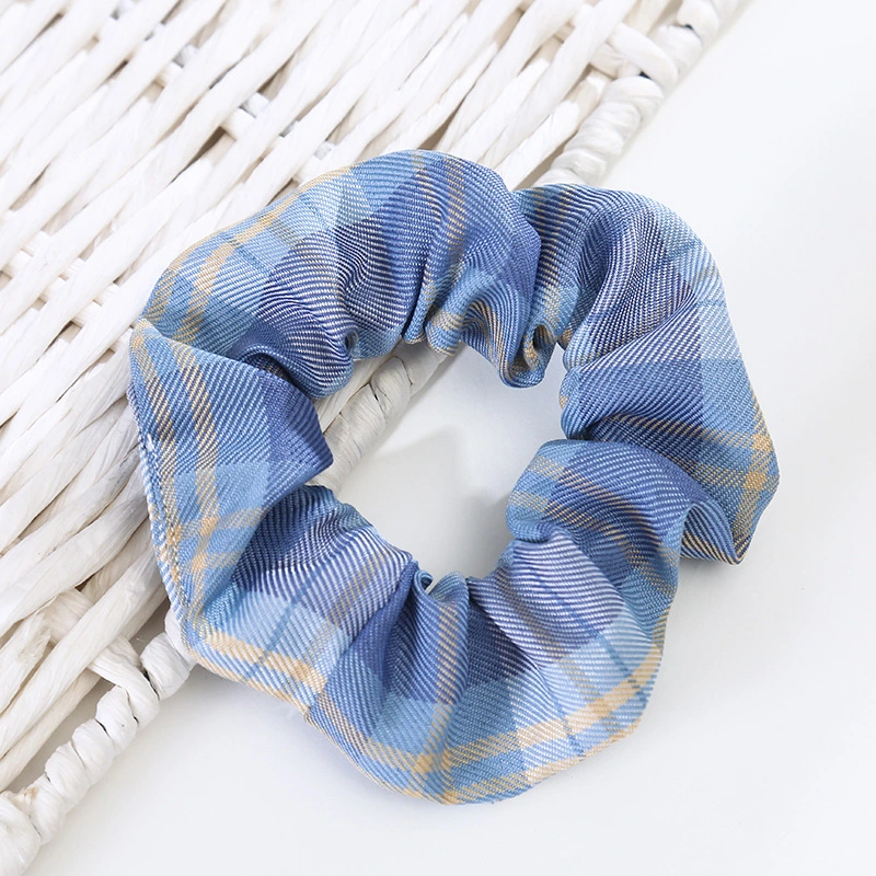 Jk Plaid Large Intestine Hair Ring Girl Ball Head Rubber Band