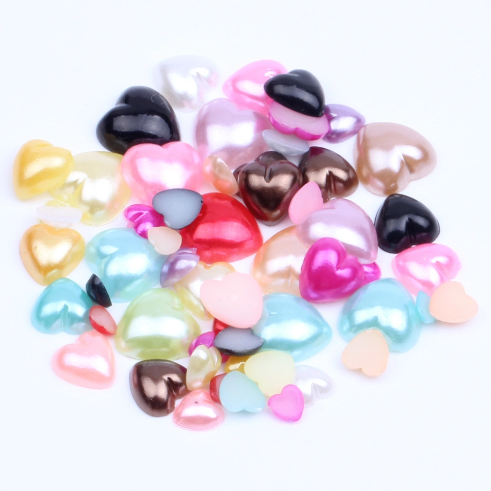 Half Face Peach Heart Pearl Flat Mixed Color DIY Nail Art Pearl Jewelry Accessories