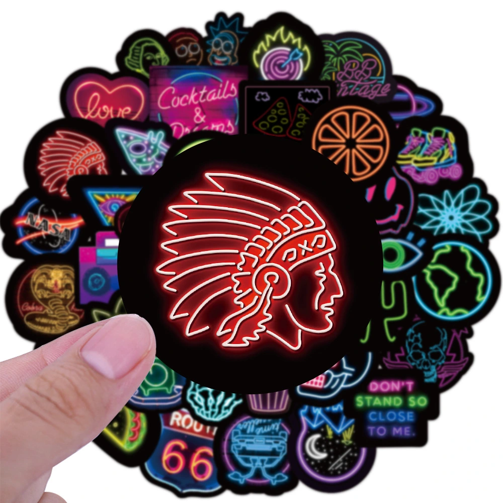 50 New Neon Graffiti Stickers For Decoration