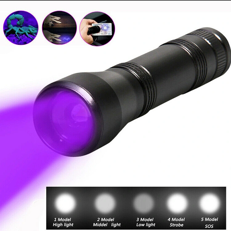 led Ultraviolet Flashlight Torch Can Zoom In UV Flashlight Zoom Purple Flashlight