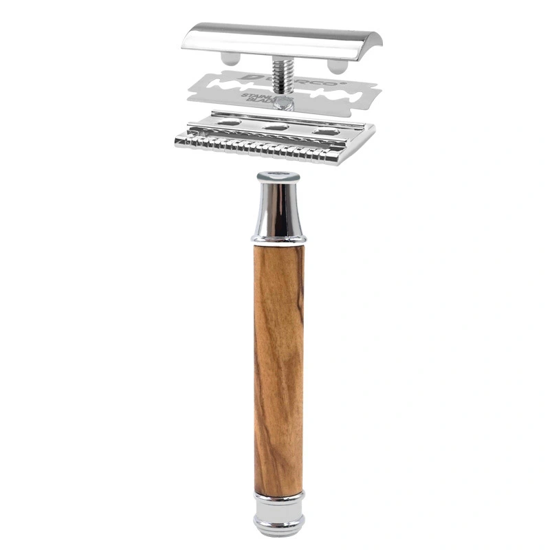 Razor Holder Natural Wood Olive Wood Copper Handle