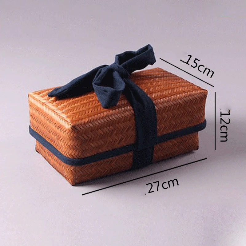 Retro Tea Set Storage Box Bamboo Woven Bag Tea Ceremony Six Gentlemen Storage Bag Travel Portable Tea Cage