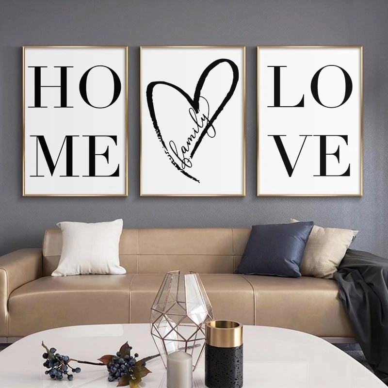 Nordic Black And White Home Love Poster Painting Core Canvas Painting