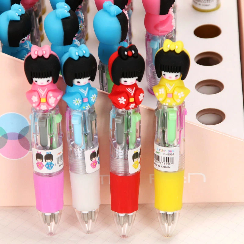 Silicone Cartoon Doll 4 Color Ball Pen