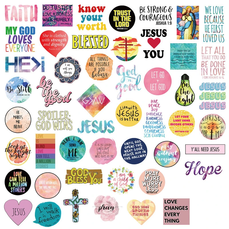 50 Stickers With Famous Sayings About The Faith Of Jesus Christians