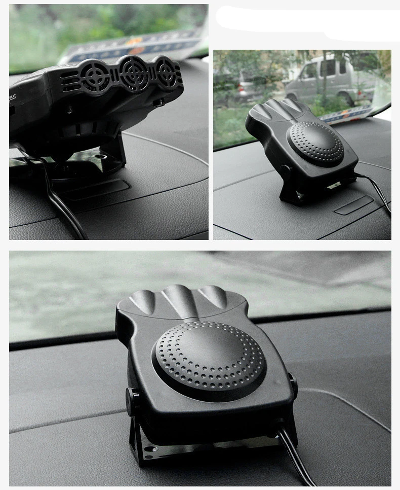 150w Car Heater Three Holes Red And Black Cold Defrosting And Defogging Car Electric Heater Fan