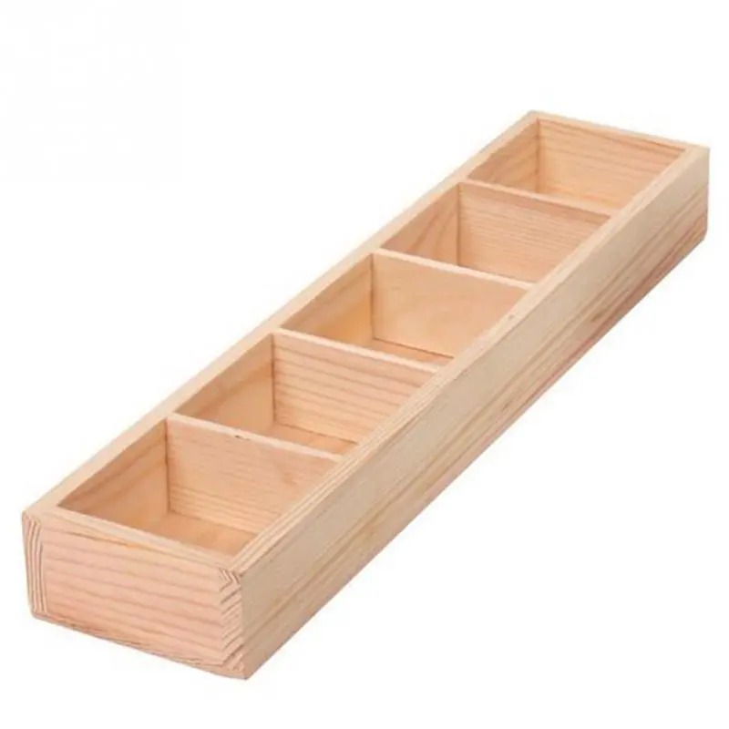 Five Grid Flower Pot Wooden Tray Succulent Flower Pot