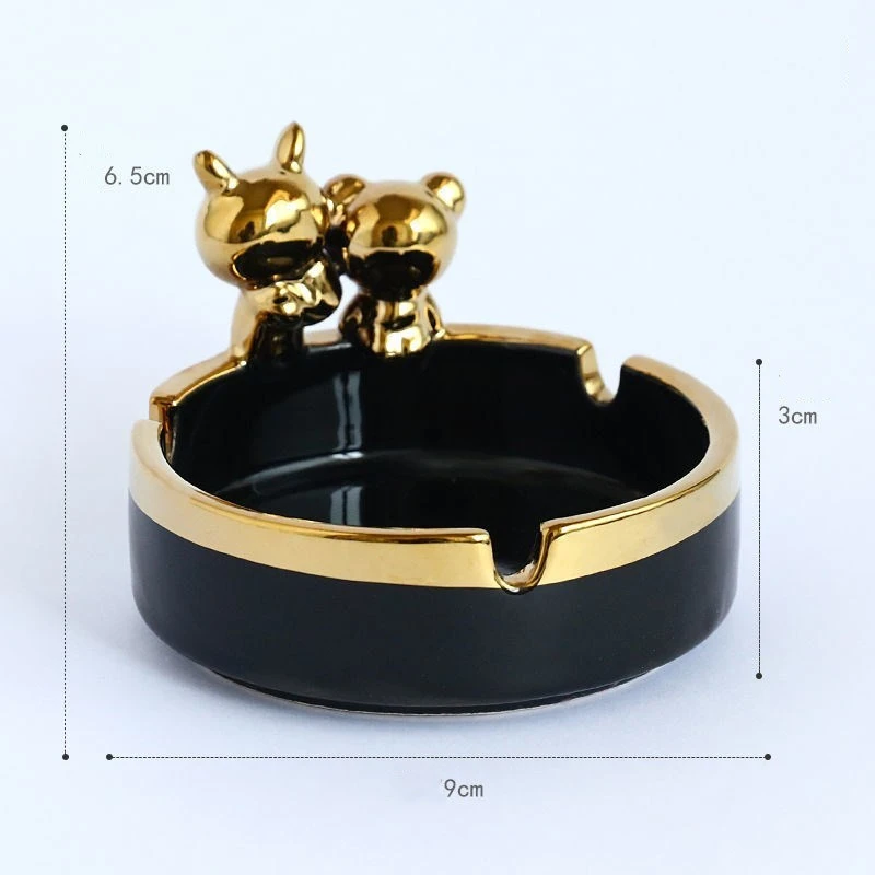 European Light Luxury Ceramic Ashtray With Gold Tracery
