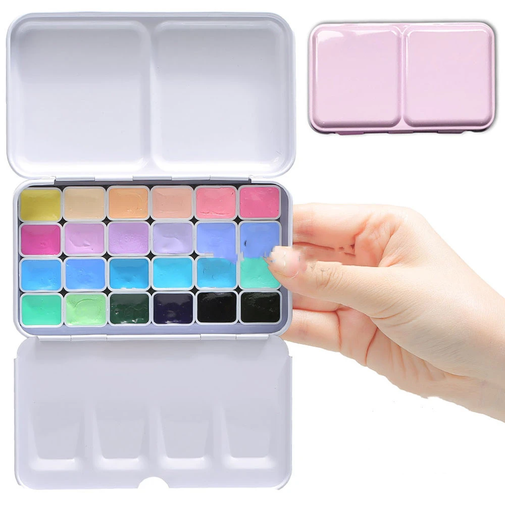 Watercolor Tin Box Empty Box Dispensing Paint Box 24 Colors Paint Candy Color New Color Basic Color Beginner 