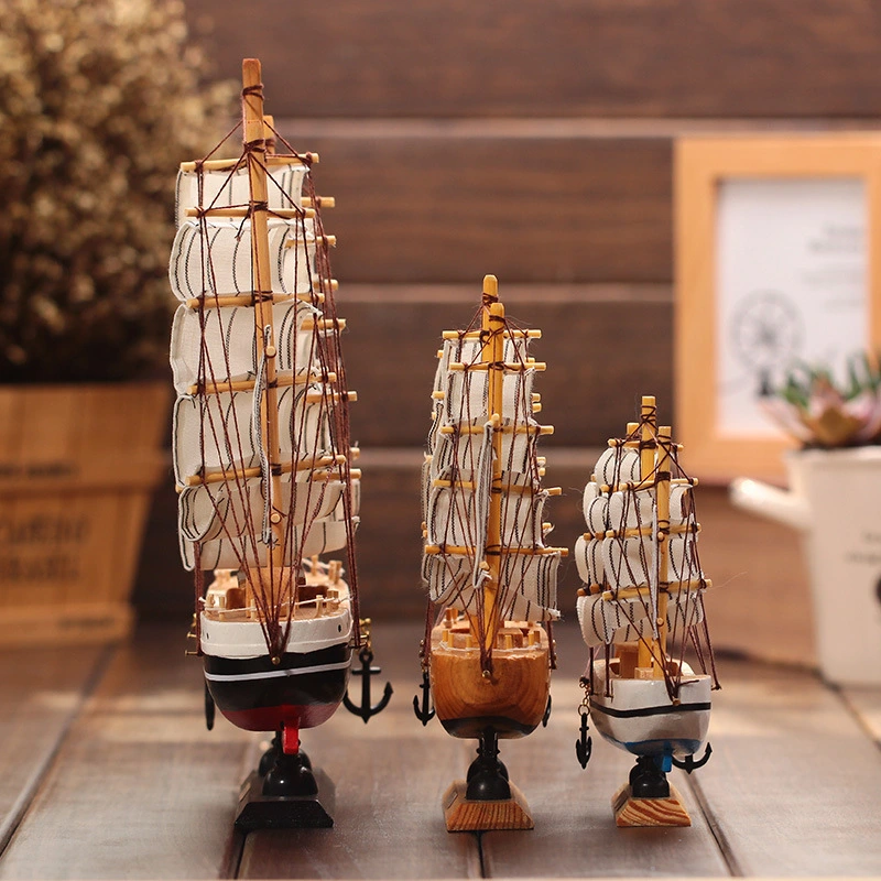 Craft Wooden Boat 16cm-50cm Solid Wood Sailing Model