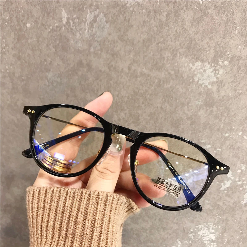 Anti-Blue Light Myopia Glasses Female With Degree Small Red Book Glasses Plain Face Black Frame Big Face Net Red Eye Frame