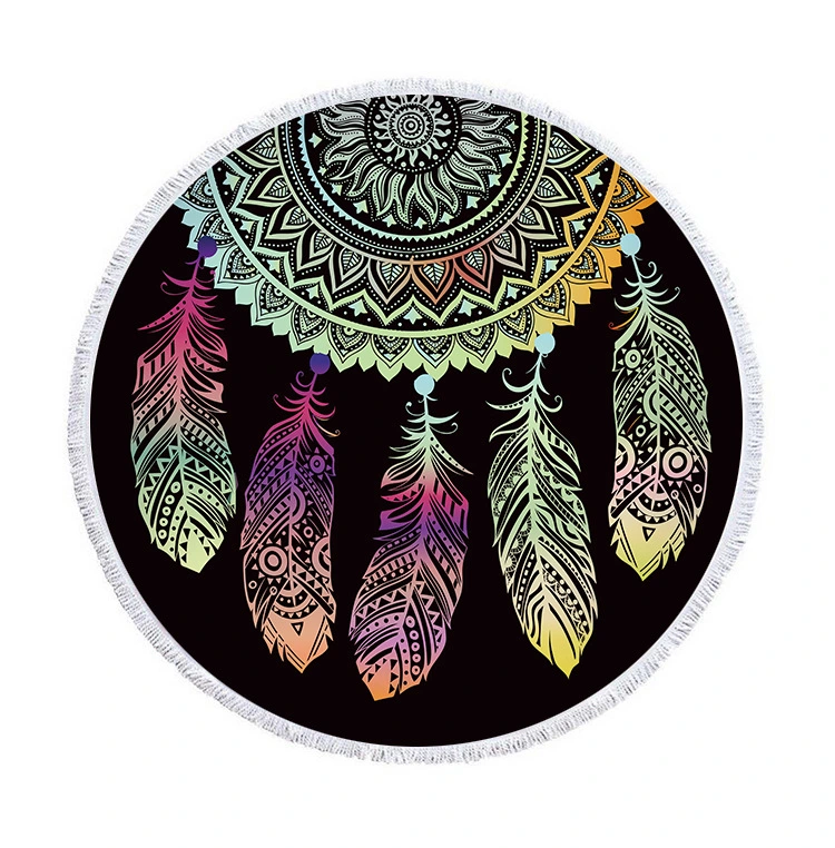 New Round Beach Towel Retro Feather Dream Catcher Beach Towel