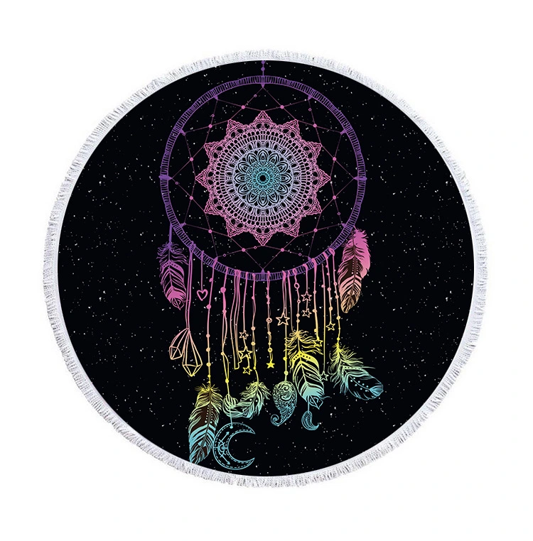 New Round Beach Towel Retro Feather Dream Catcher Beach Towel