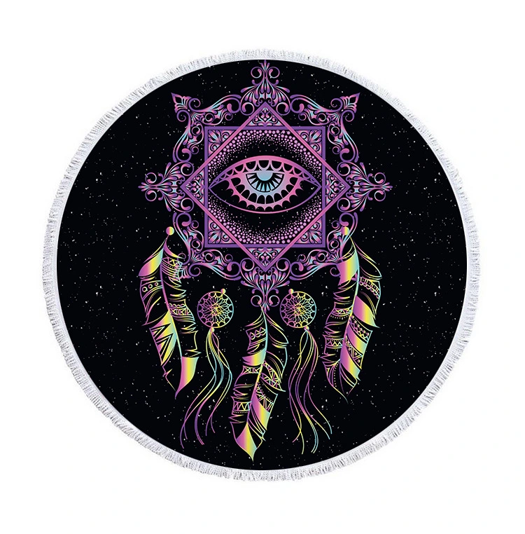 New Round Beach Towel Retro Feather Dream Catcher Beach Towel