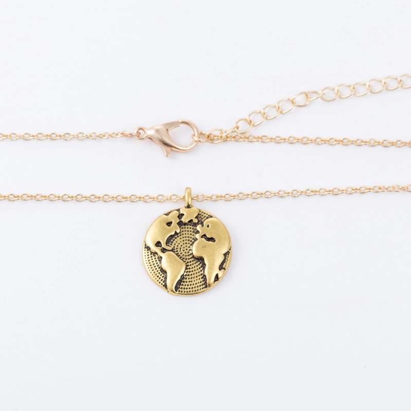 Explosion Style European And American Jewelry Map Pendant Small Earth Necklace Necklace