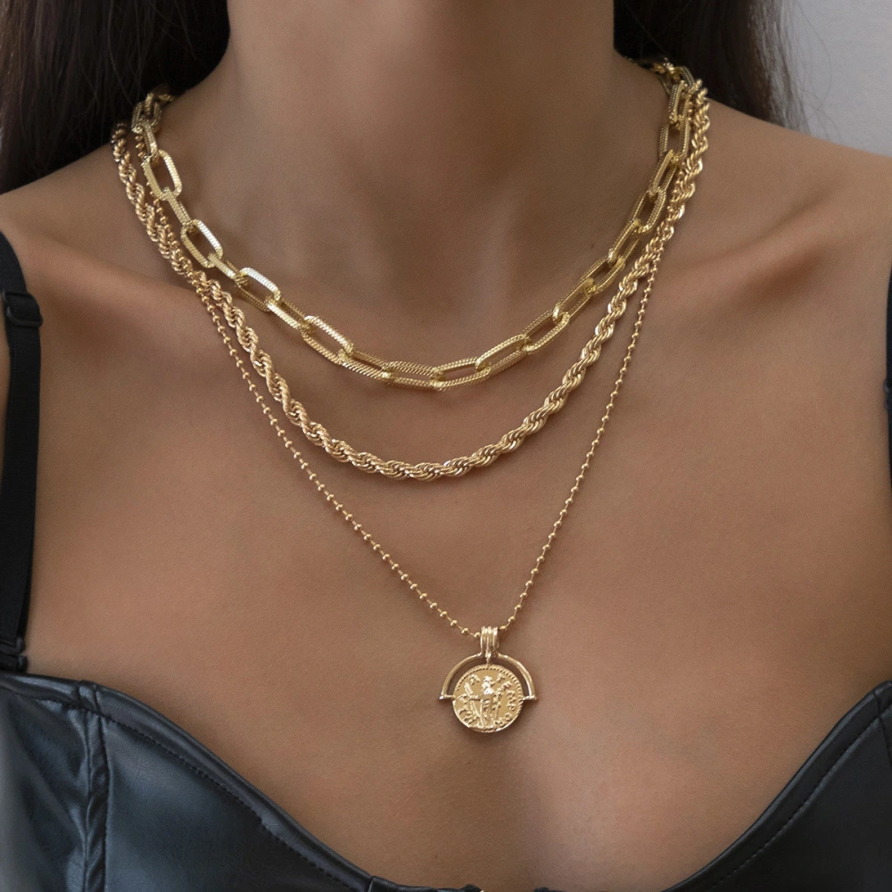 Hip-Hop Punk Style Metal Square Clavicle Necklace Women