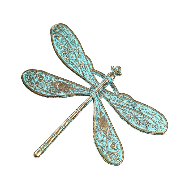 Vintage Bronze Wiping Green Dragonfly Ethnic Ornament