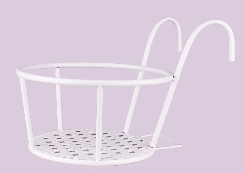 Iron Railing Flower Stand, Handrail Hanging Flower Stand, Balcony Hanging Green Flower Pot Stand