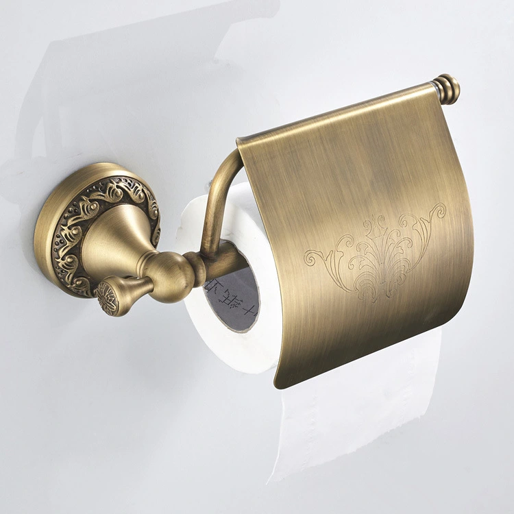 Brass Toilet Roll Holder Wall Mounted Accessory Antique Finish