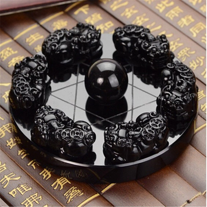 Natural Obsidian Pixiu Seven Star Array Decoration