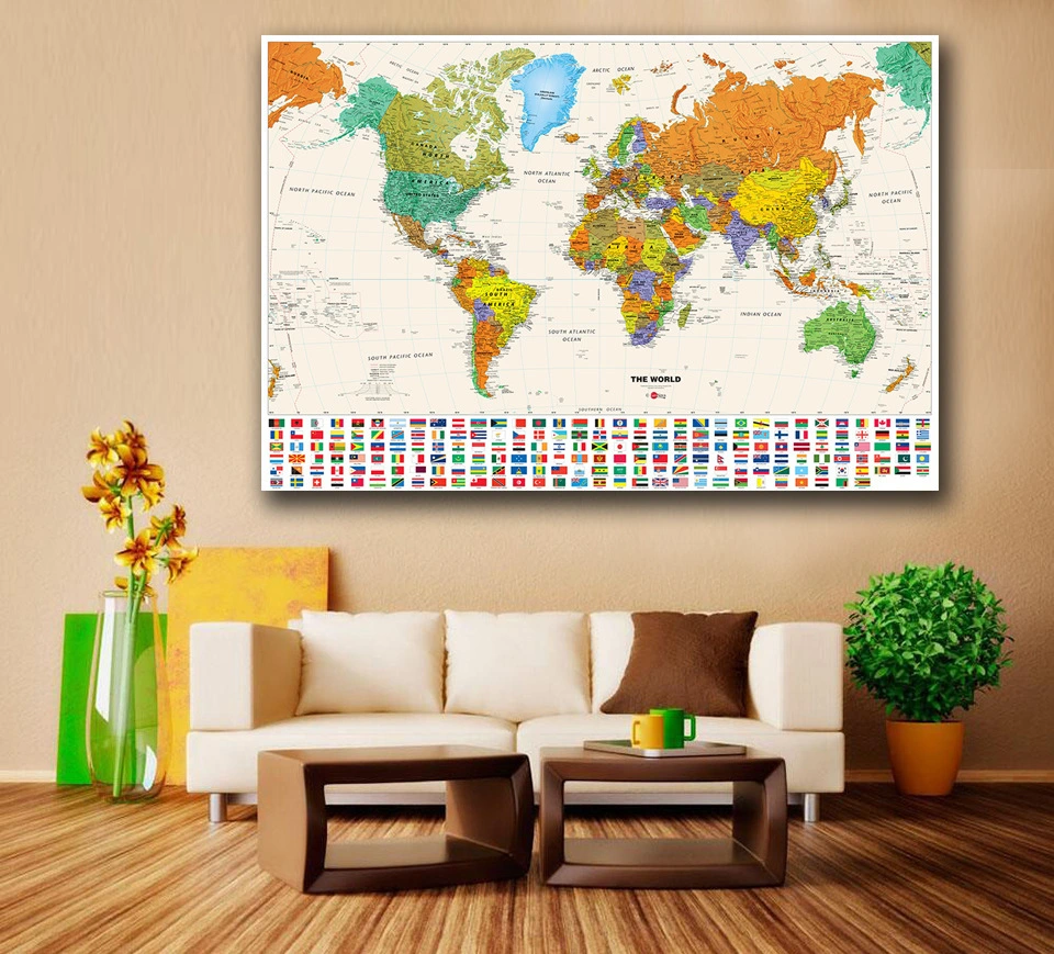 Political Map Of The World Miller Projection 4 Size Maxi Poster Artwork For Living Room Home Decoration