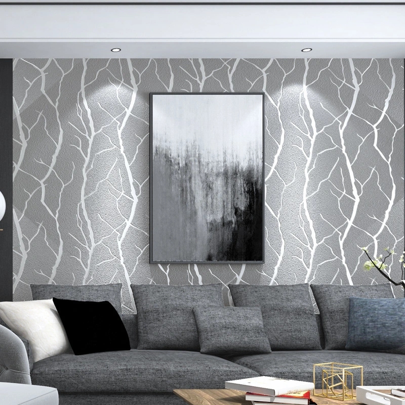 Modern Tv Background Wall Paper Bedroom Living Room Sofa Deerskin Velvet Stripes