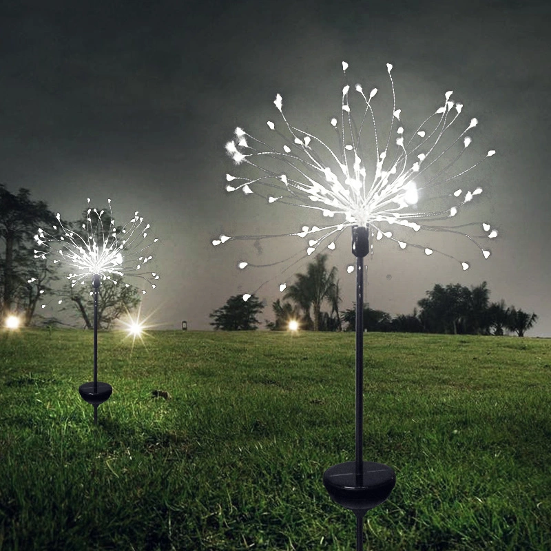 Led Solar Round Firework Light String Lawn Copper Wire Light Dandelion Garden Decoration Lantern Remote Control