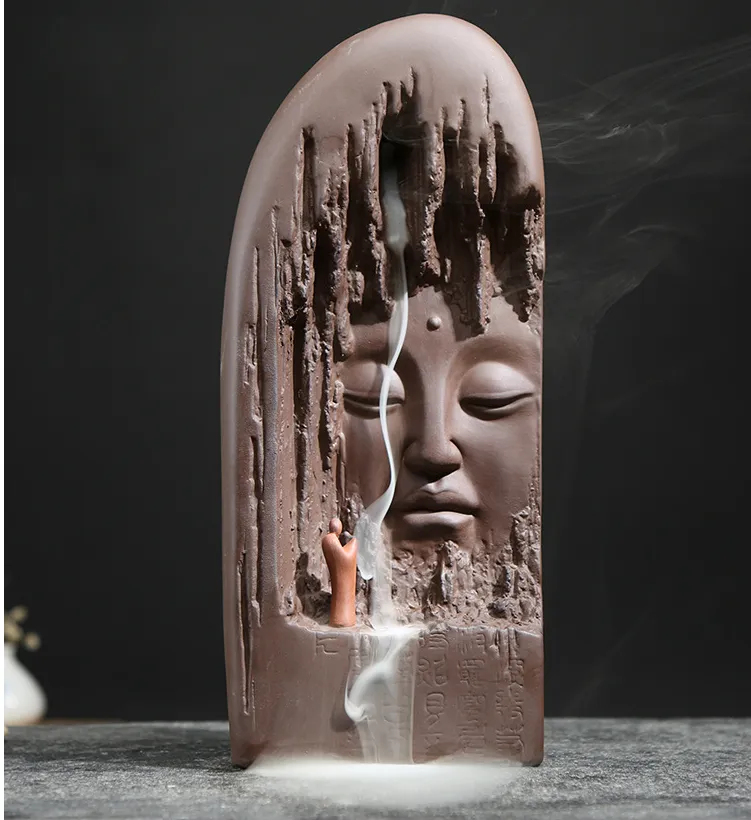 Creative Backflow Incense Burner Zen Purple Clay Ornaments