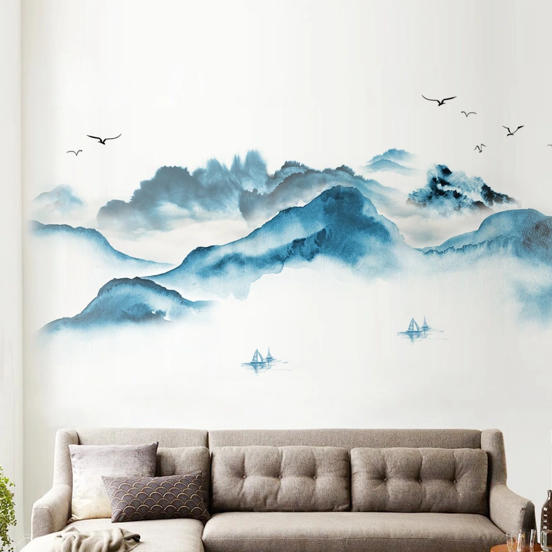 Chinese Style Ink Painting Wallpaper Self Adhesive Living Room