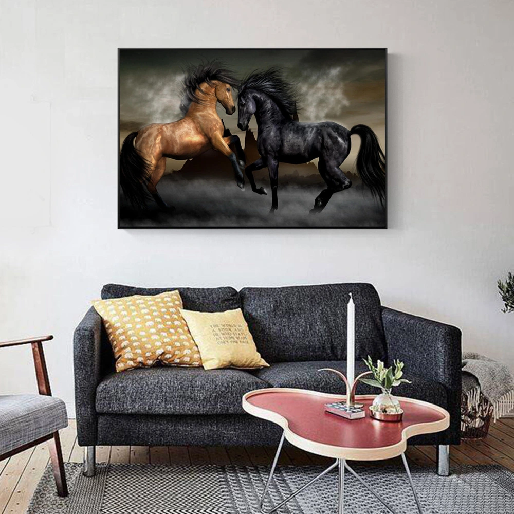 Animal Black And Brown Horse Art Mural Living Room Modern Decoration Only Painting Core