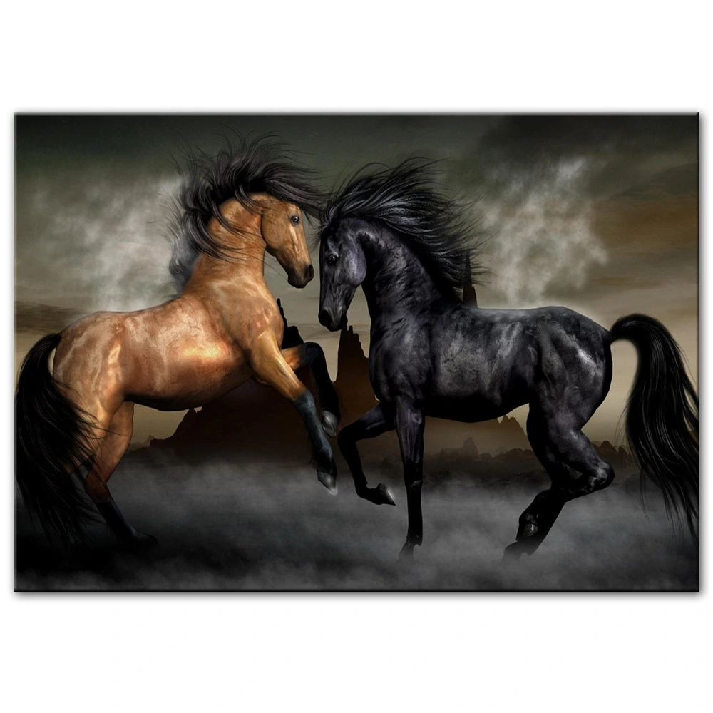 Animal Black And Brown Horse Art Mural Living Room Modern Decoration Only Painting Core