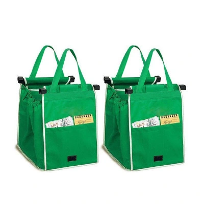 Green Non-woven Fabric Foldable Supermarket Shopping Cart